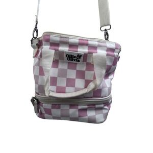 Ollie & Olivia Lunch Bag OS Pink Checkered Dual Compartment Crossbody Women